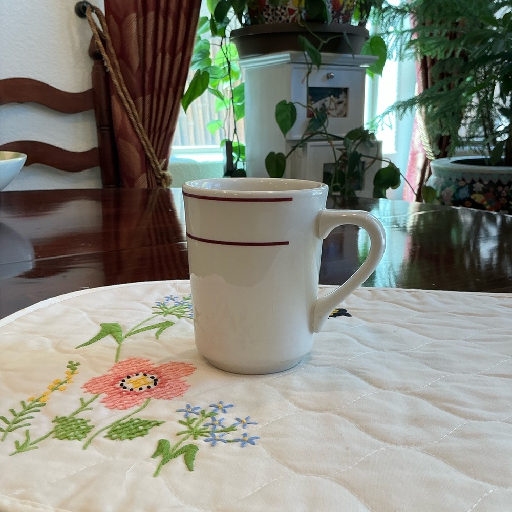 Classic White Mug with Red Stripe